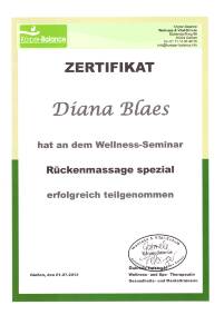 Zertifikat R&uuml;ckenmassage spezial 01.07.2013