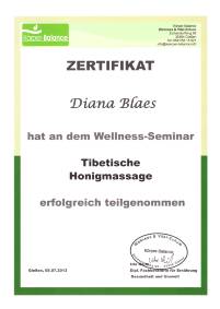 Zertifikat Tibetische Honigmassage 05.07.2013